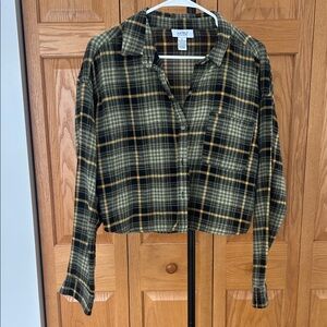 Soft Surroundings Plaid Button Down Shirt - Black and Yellow